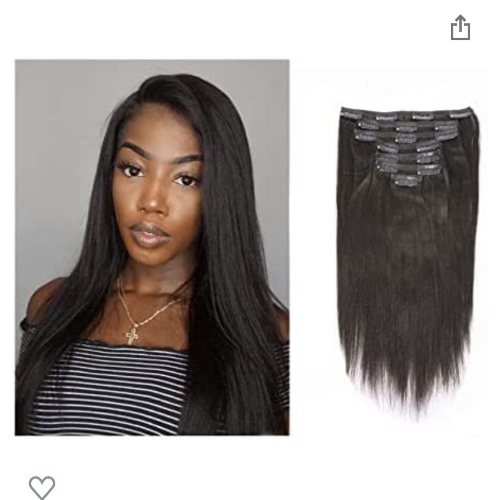 Lacerhair Light Yaki Clip in Human Hair Extensions 14 in 1B